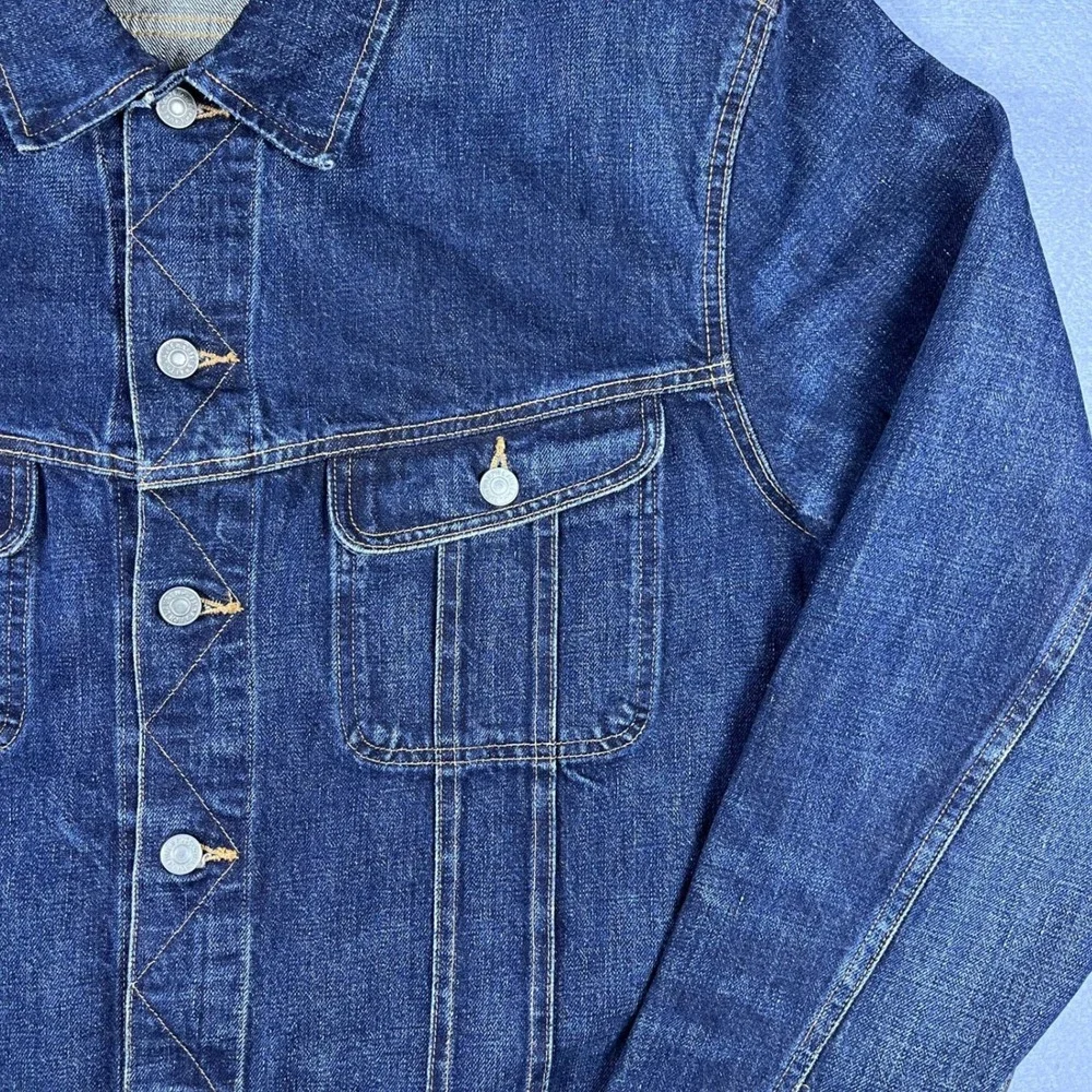 VTG Polo Ralph Lauren Mens Blue Denim Trucker Jacket XXL Dark Wash Lee 101J